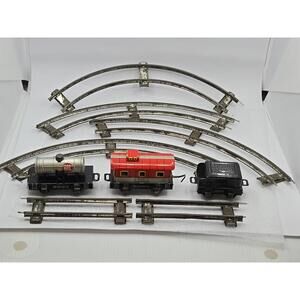 1960s Marx New York Central Tin Litho Caboose Coal Tender Tank Car 6 Track